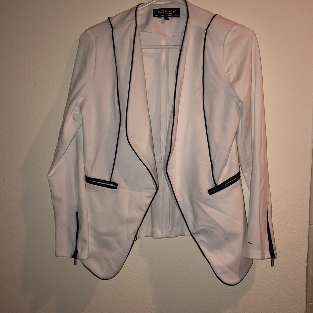 White Blazer with Lined Black Accents